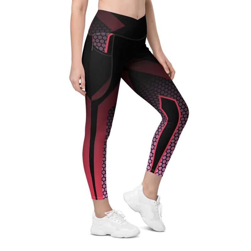 All-Over Print Recycled Crossover Leggings with Pockets