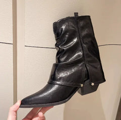 Chic Pointed Mid-Calf Heeled Boots